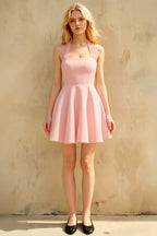 Dorothy Pink A-Line Mini Halter Dress for Women