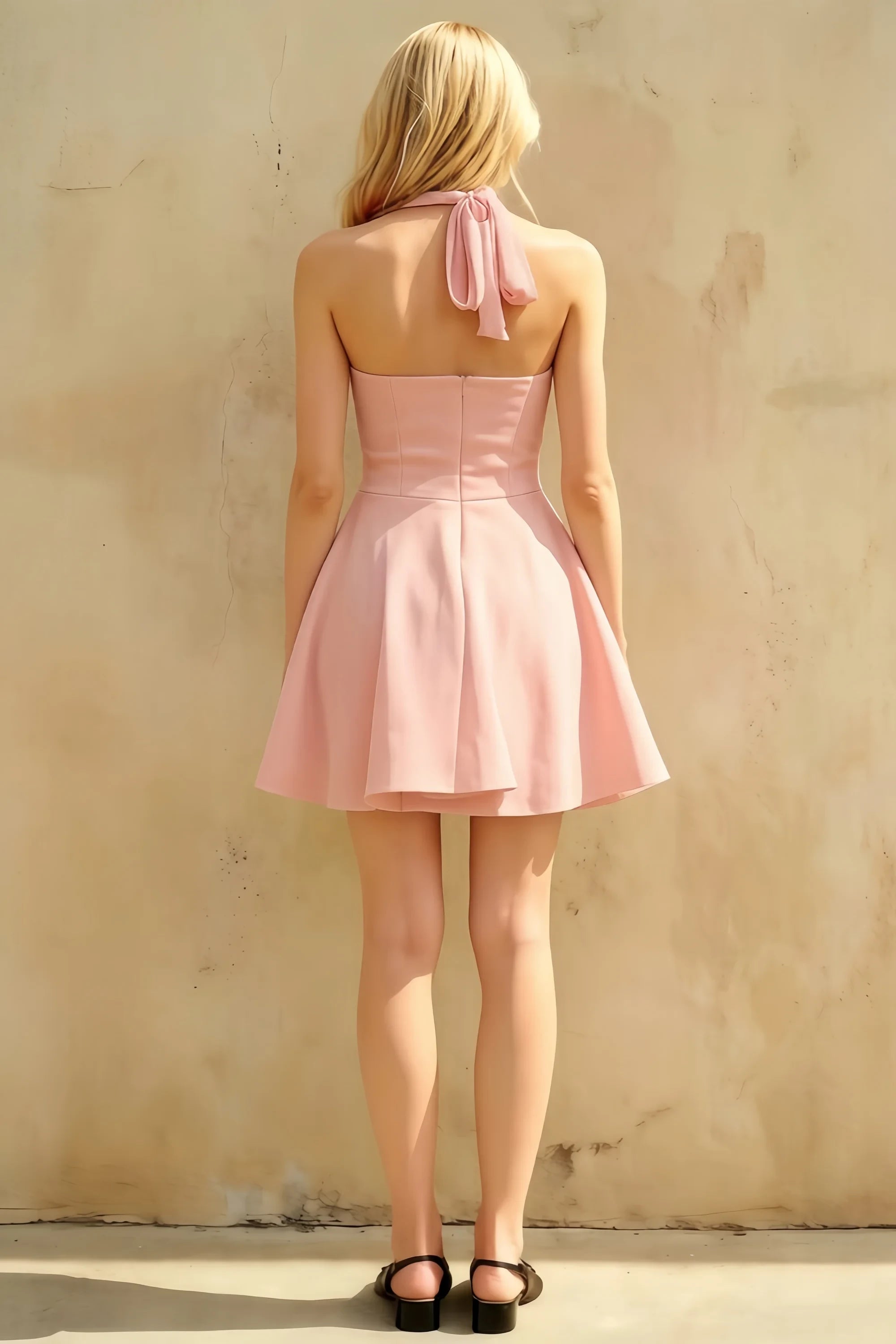 Dorothy Pink A-Line Mini Halter Dress for Women Secondary image