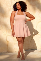 Dorothy Pink A-Line Mini Halter Dress for Women