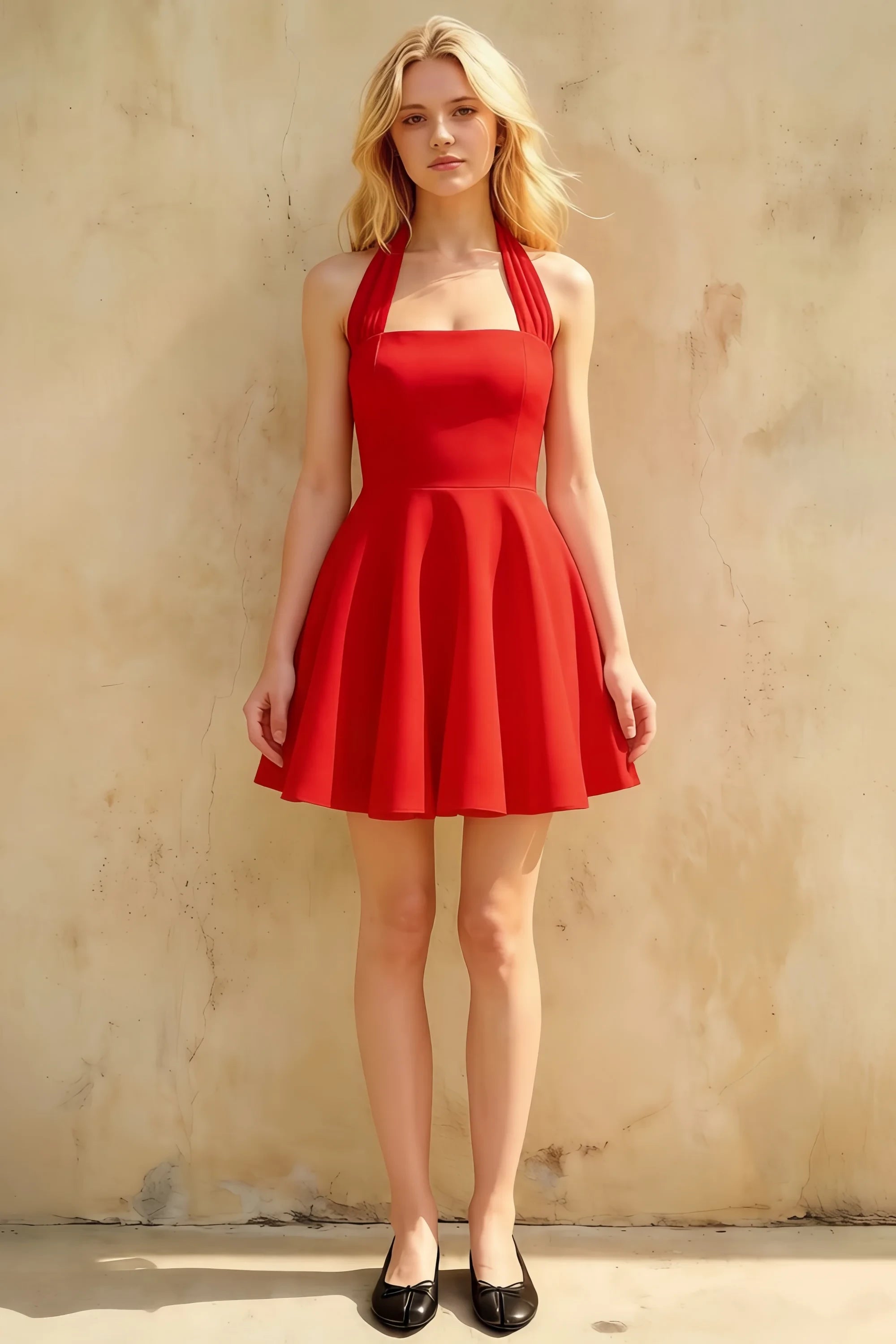 Dorothy Red Halter Backless Skater Mini Dress Main image