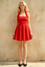 Dorothy Red Halter Backless Skater Mini Dress