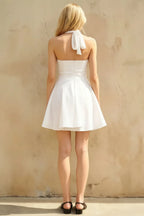 Dorothy White A-Line Skater Mini Graduation Dress