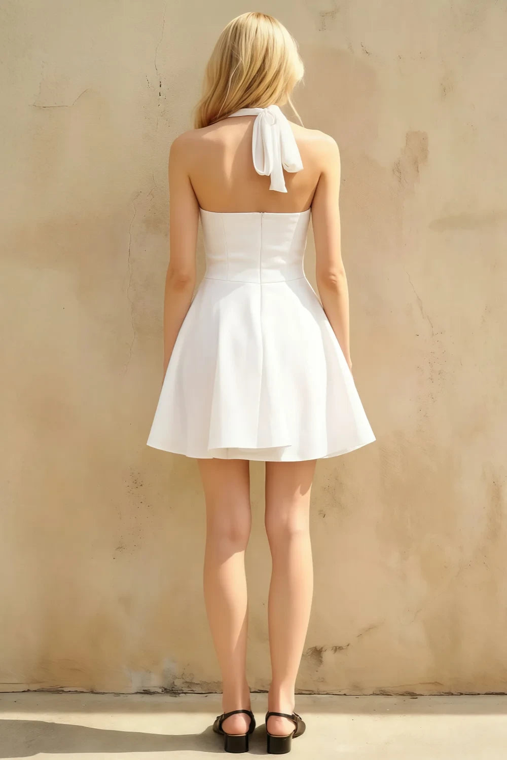 Dorothy White A-Line Skater Mini Graduation Dress