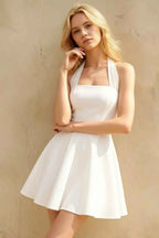 Dorothy White A-Line Skater Mini Graduation Dress
