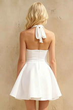 Dorothy White A-Line Skater Mini Graduation Dress