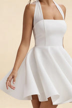 Dorothy White A-Line Skater Mini Graduation Dress