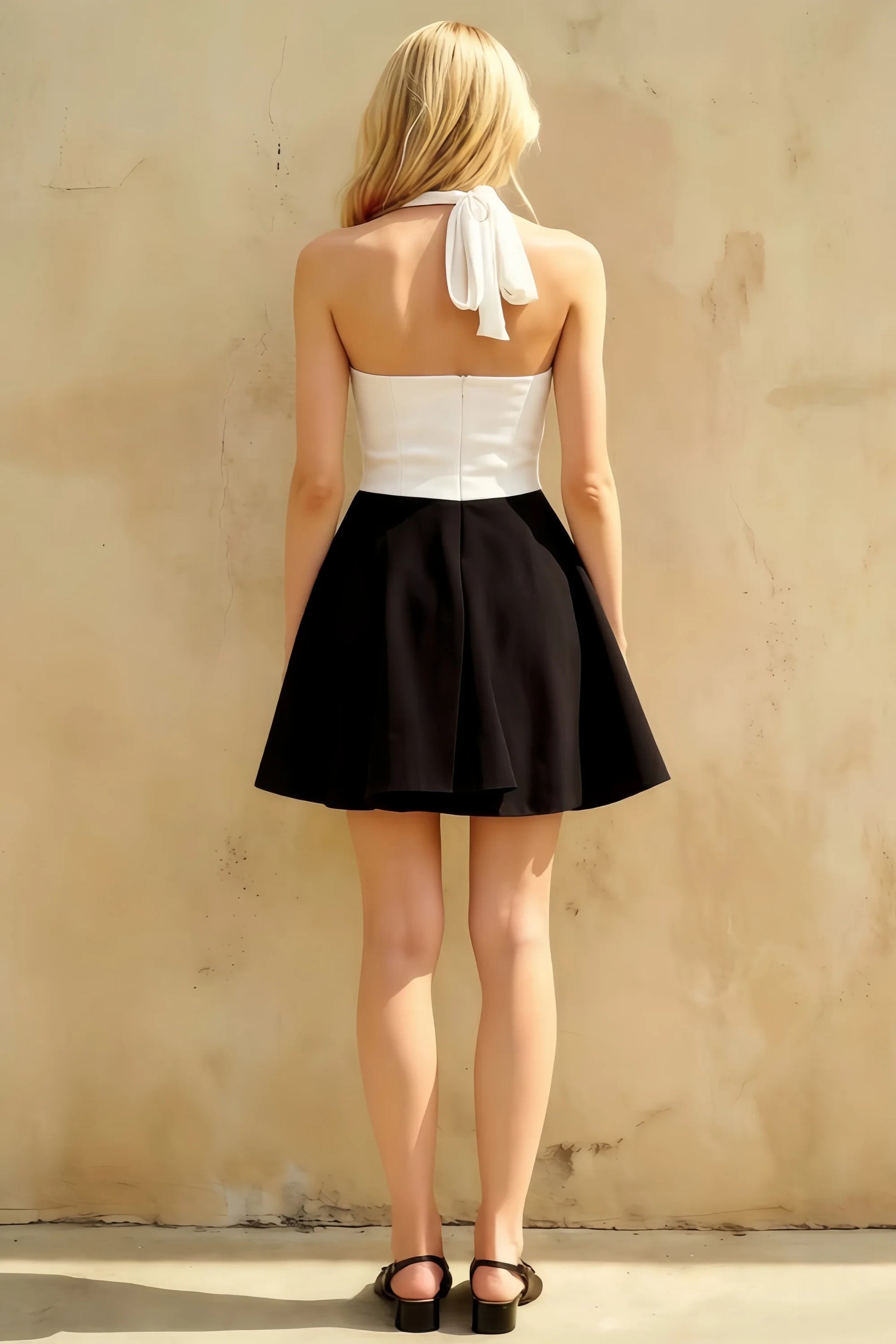 Dorothy White and Black A Line Skater Mini Dress