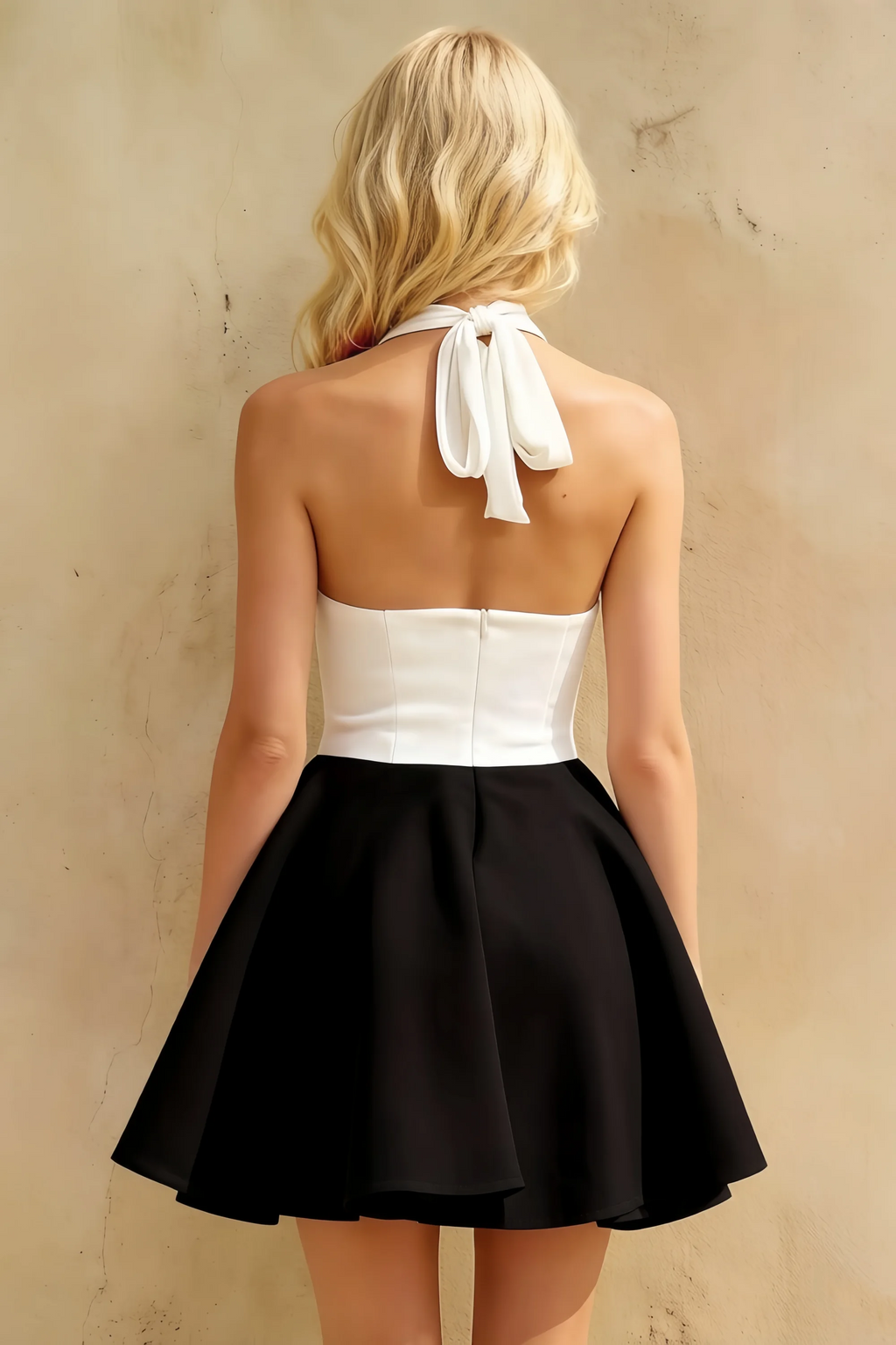Dorothy White and Black A Line Skater Mini Dress