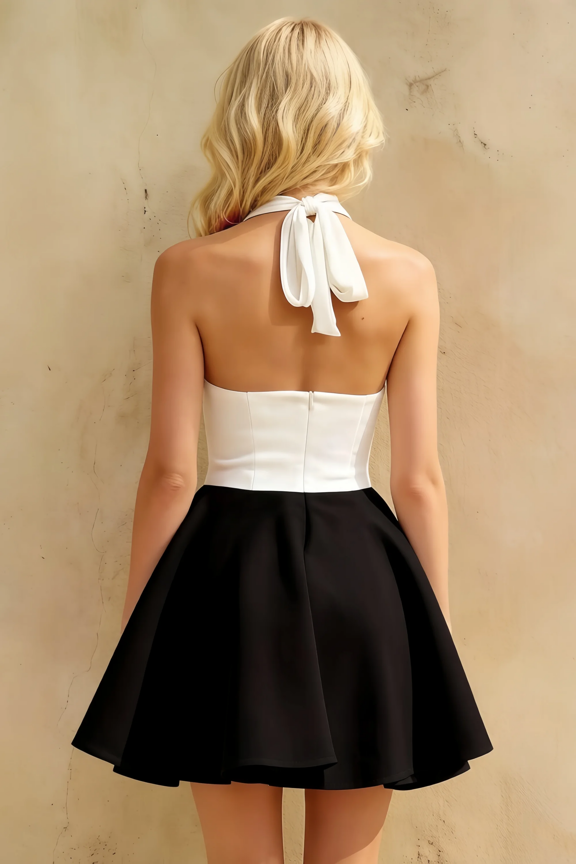 Dorothy White and Black A Line Skater Mini Dress