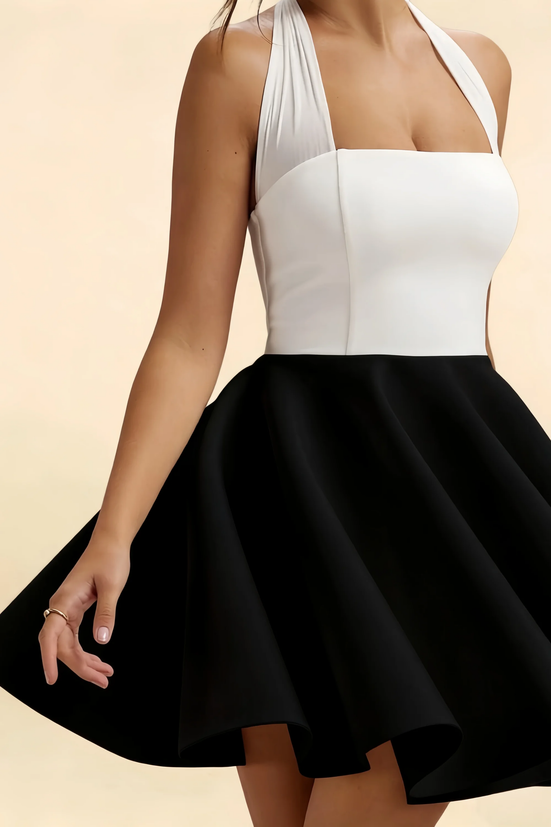 Dorothy White and Black A Line Skater Mini Dress