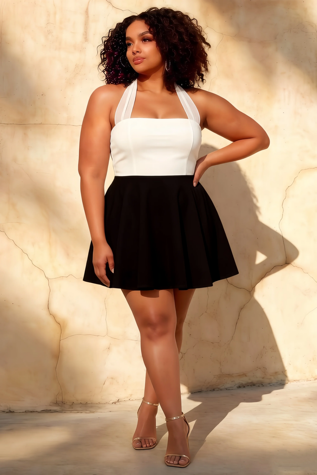Dorothy White and Black A Line Skater Mini Dress