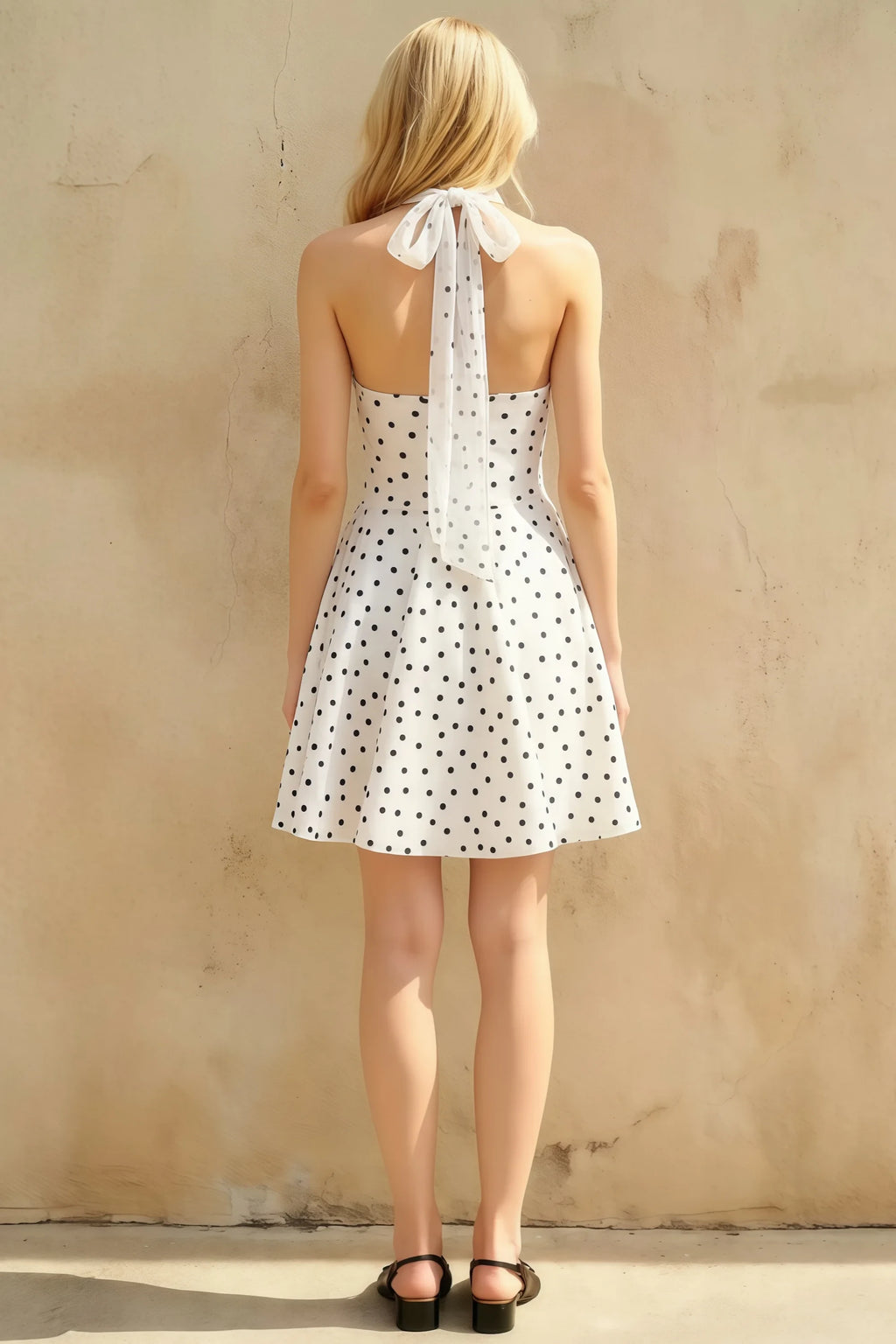 Dorothy White Polka Dot Halter A Line Skater Mini Dress