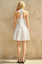 Dorothy White Polka Dot Halter A Line Skater Mini Dress
