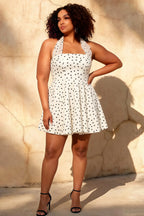Dorothy White Polka Dot Halter A Line Skater Mini Dress