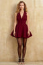 Eden Burgundy Halter A Line Mini Dress