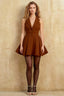 Eden Chocolate Halter Skater Mini Dress | Elegant Formal & Party Dress for Women