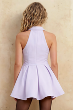 Eden Lavender Halter Mini Dress with Blazer Lapels