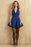 Eden Royal Blue V Neck Skater Mini Dress