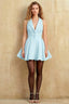 Eden Sky Blue A Line Skater Mini Dress with Button