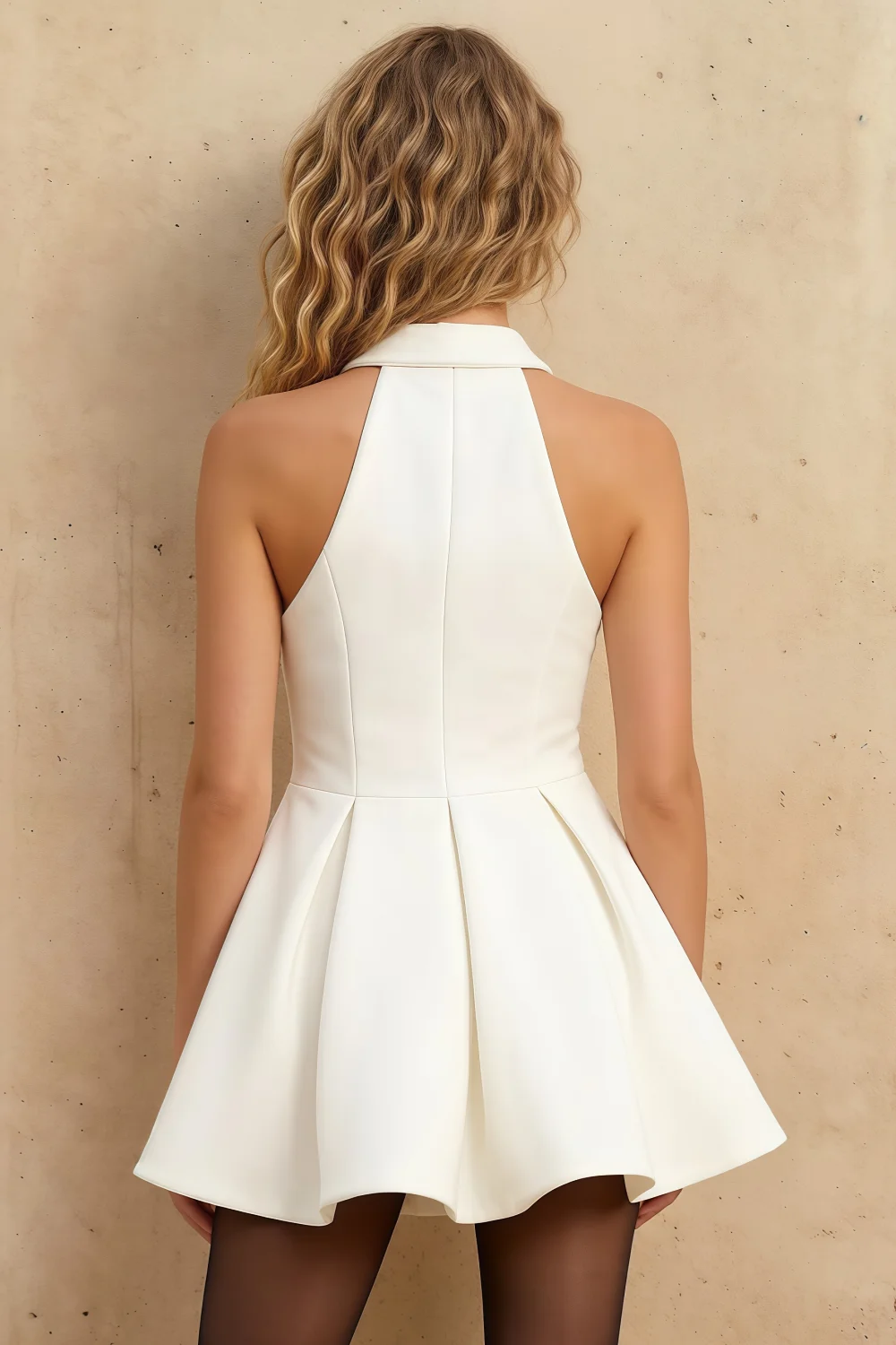 Eden White Halter Neck Sleeveless Mini Dress
