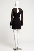 Edith Black High Neck Mini Dress with Sleeves