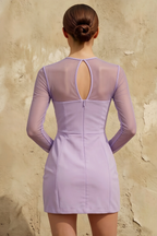 Edith Lavender Modest Long Sleeve Mini Dress