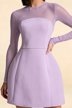 Edith Lavender Modest Long Sleeve Mini Dress