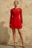 Edith Red Long Sleeve Mini Dress with Keyhole Cutout