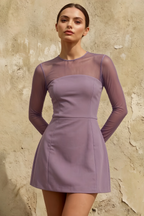 Edith Wisteria Crew-Neck A-Line Mini Dress for Women