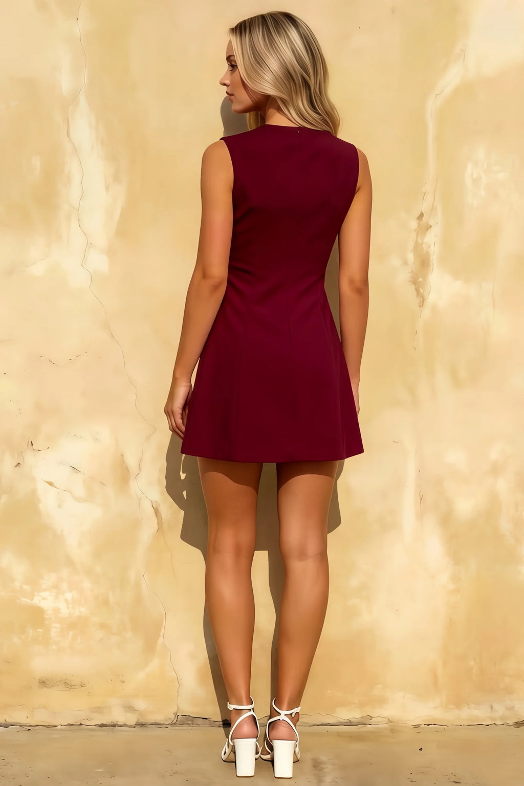 Edna Burgundy Mini Dress with Pocket
