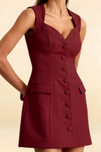 Edna Burgundy Mini Dress with Pocket