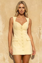 Edna Lemon Sweetheart Mini Dress with Button | Elegant Cocktail & Party Dress