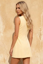 Edna Lemon Sweetheart Mini Dress with Button | Elegant Cocktail & Party Dress
