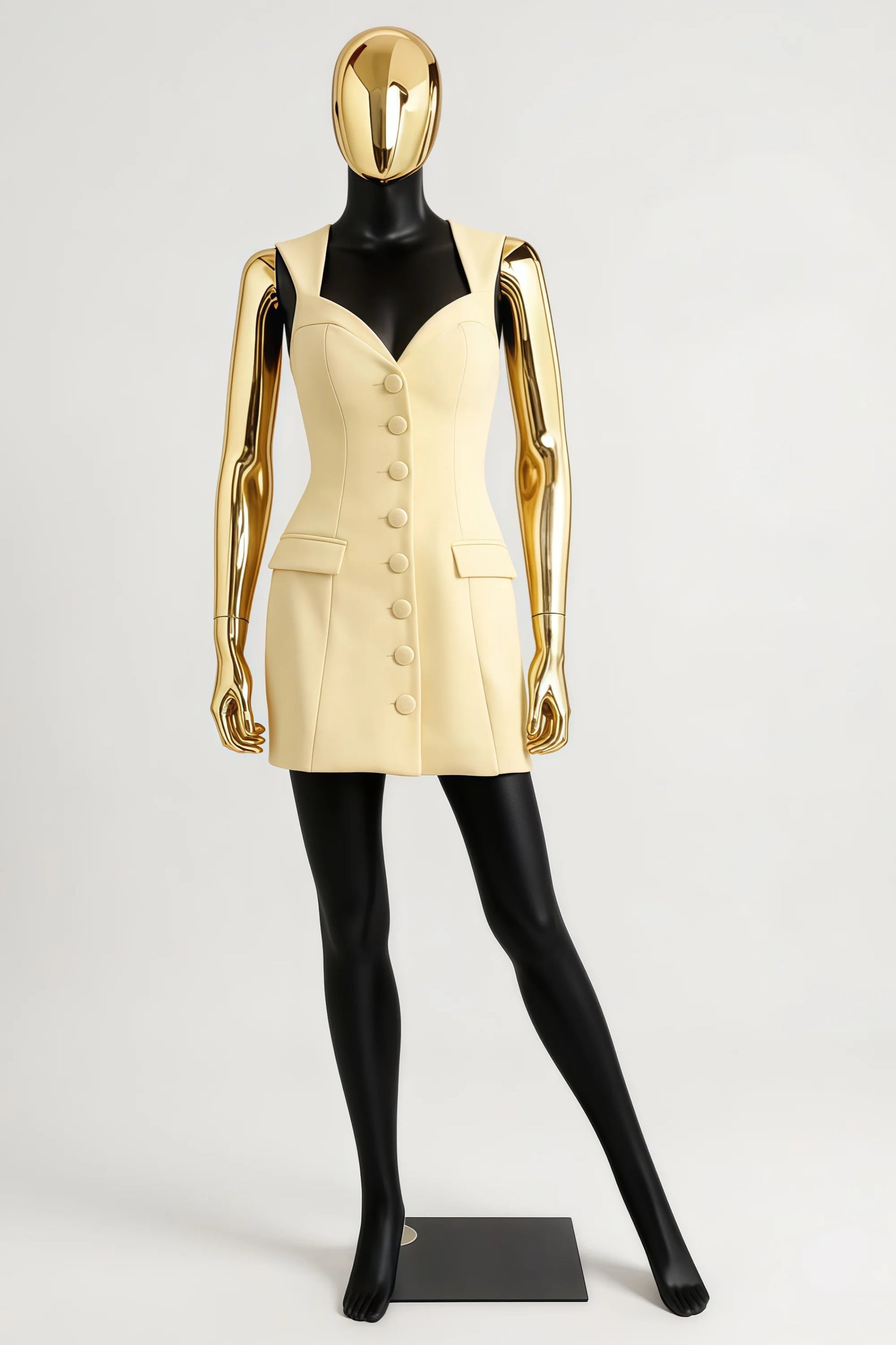 Edna Lemon Sweetheart Mini Dress with Button | Elegant Cocktail & Party Dress
