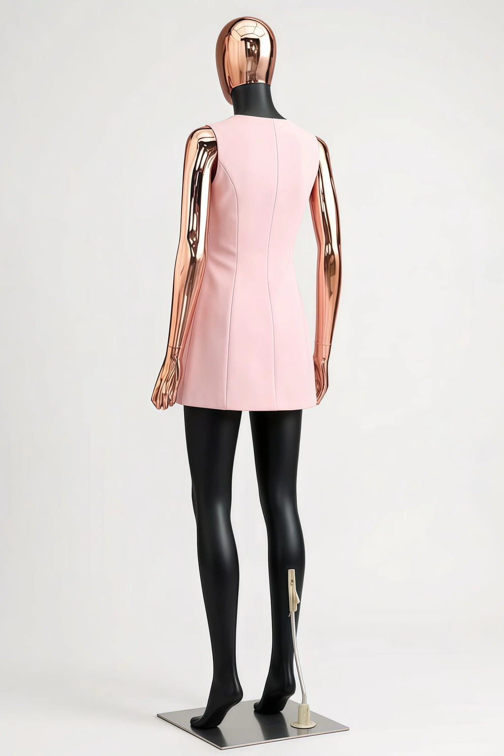 Edna Light Pink Sweetheart Mini Dress with Button