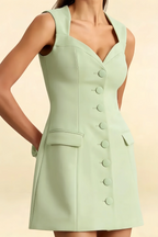 Edna Sage Green Sweetheart Mini Dress