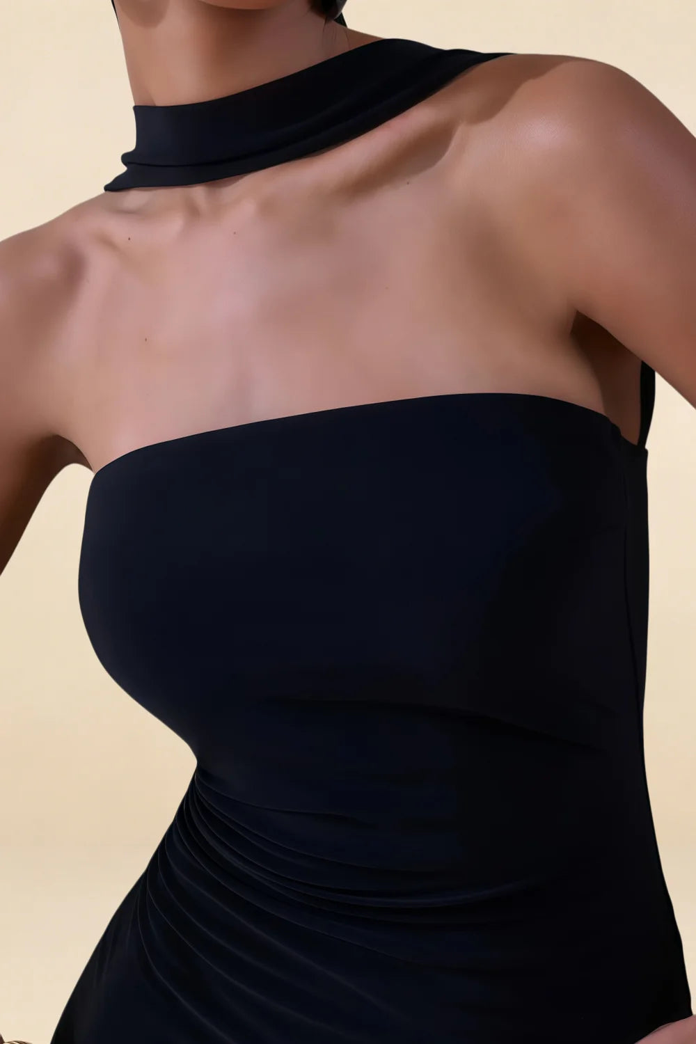 Eleanor Black Bodycon Halter Neck Mini Dress