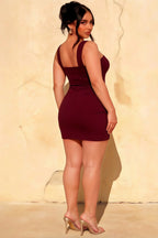 Eleanor Burgundy Sheath Backless Mini Dress | Eleanor Formal & Party Dress