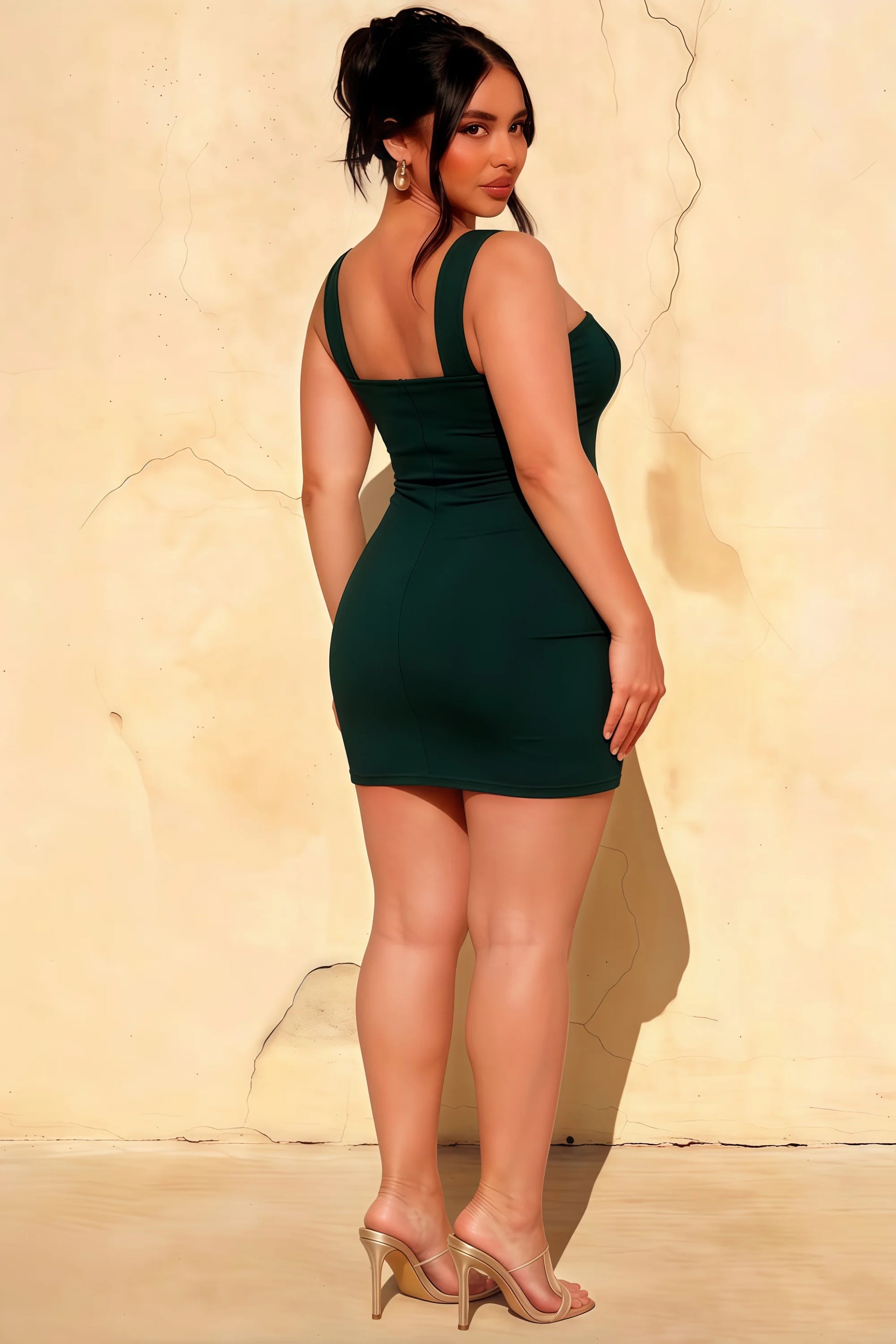 Minivestido ceñido Eleanor Emerald Green con bufanda