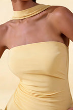 Eleanor Lemon Sheath Mini Dress With Scarf