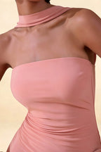 Minivestido Eleanor rosa ceñido con escote tipo bandeau