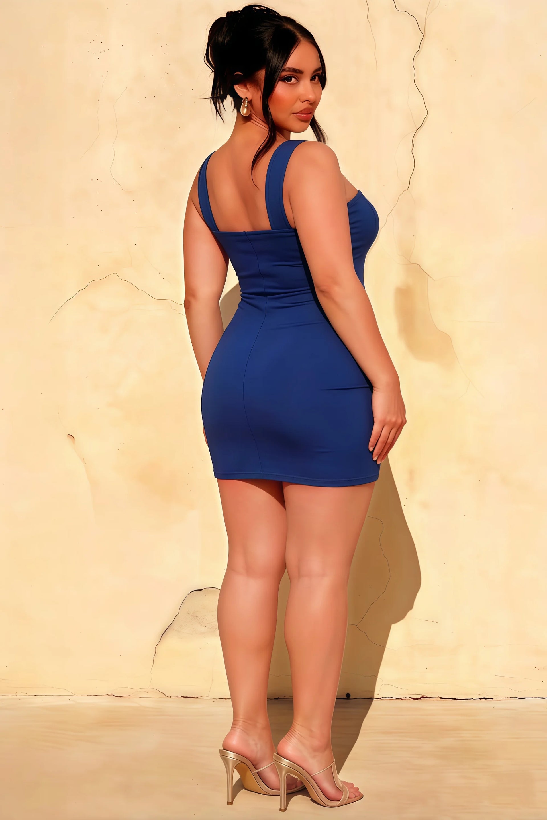 Minivestido Eleanor azul royal ajustado con espalda descubierta