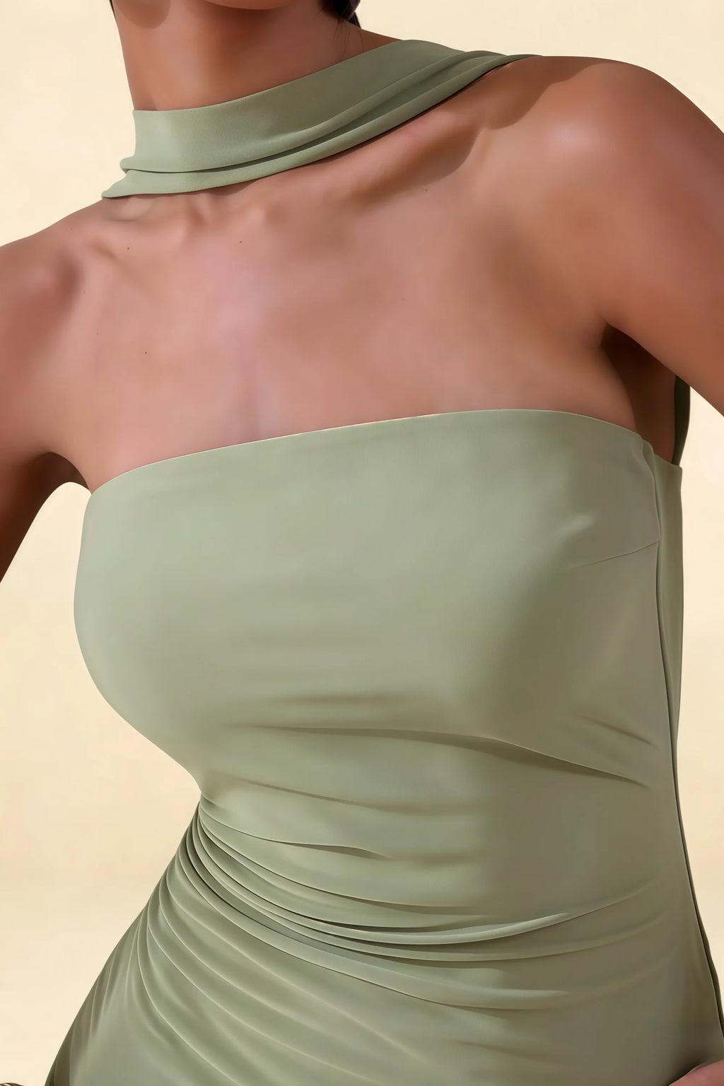 Eleanor Sage Green Strapless Mini Cocktail Dress