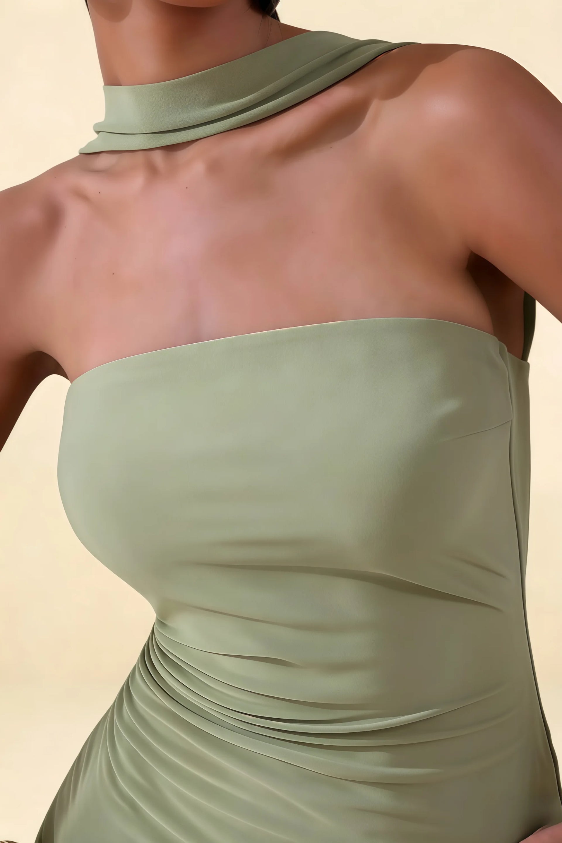 Eleanor Sage Green Strapless Mini Cocktail Dress