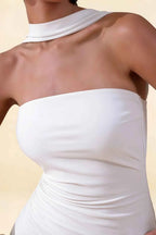 Eleanor White Bodycon Strapless Halter Mini Dress | Elegant Party & Formal Dress for Women