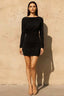 Elena Black Bodycon Mini Dress With Long Sleeves