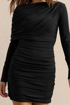 Elena Black Bodycon Mini Dress With Long Sleeves