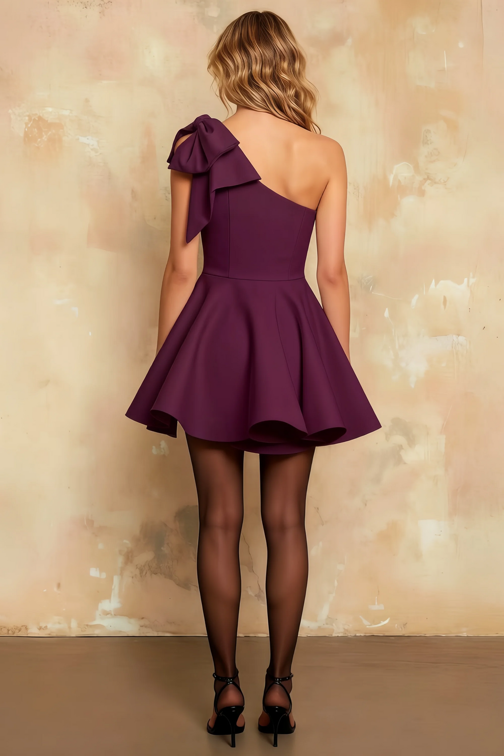 Elizabeth Grape A-line Skater Mini Dress for Women