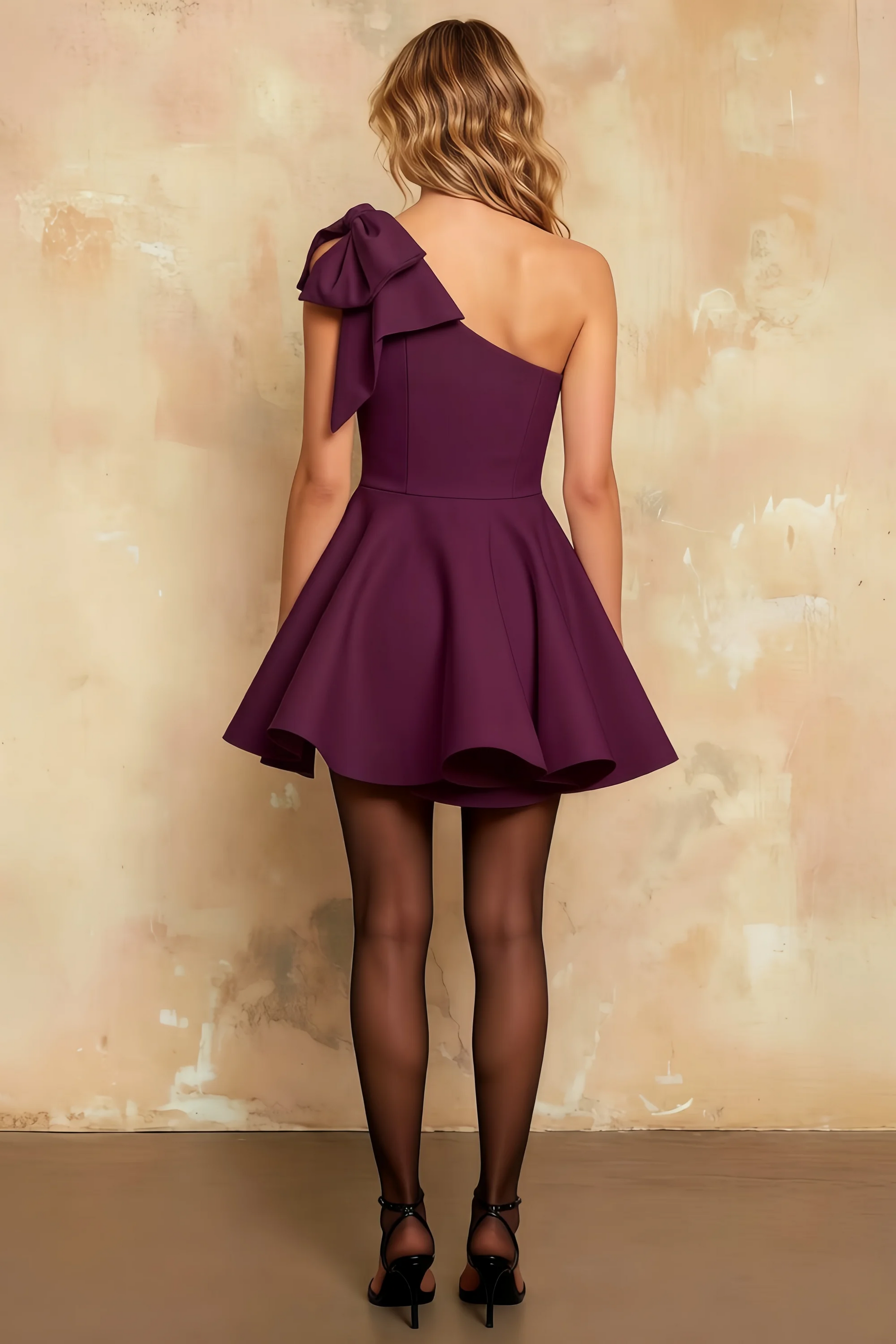 Elizabeth Grape A-line Skater Mini Dress for Women