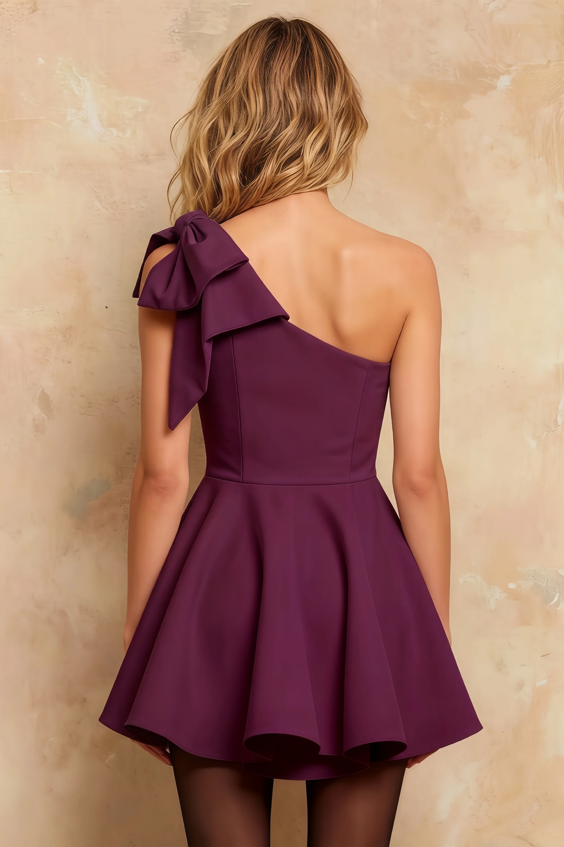 Elizabeth Grape A-line Skater Mini Dress for Women